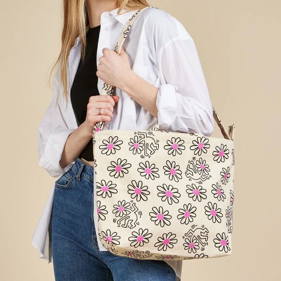 BAGGU x Keith Haring NWT Horizontal Zip Duck Bag - Keith Haring Flower - Picture 5 of 7